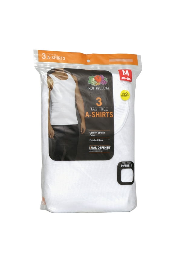 Men's 3 Pack Dual Defense Finished Hem A Shirts White 2XL