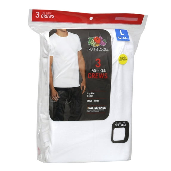 Fruit of The Loom Men's 3 Pack Dual Defense Tag-Free Crew Neck T Shirts