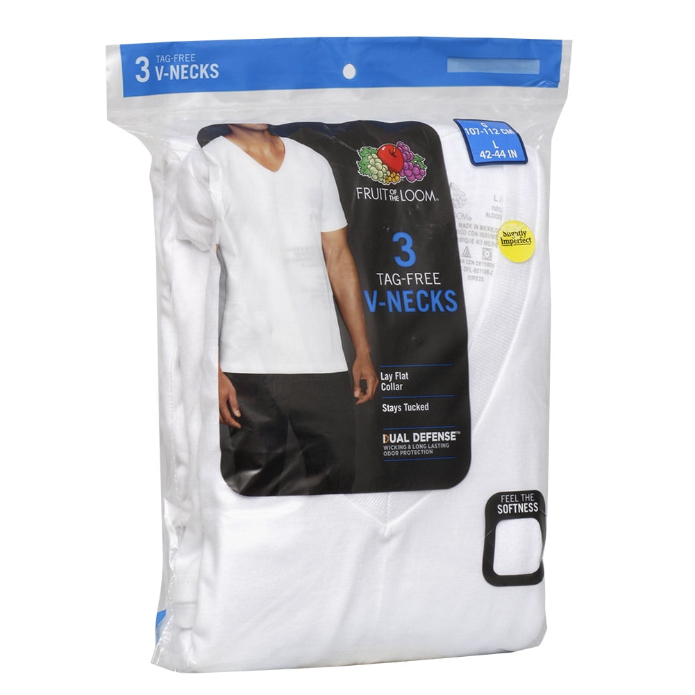 Fruit of The Loom Men's 3 Pack Dual Defense Tag Free V Neck T Shirts ...