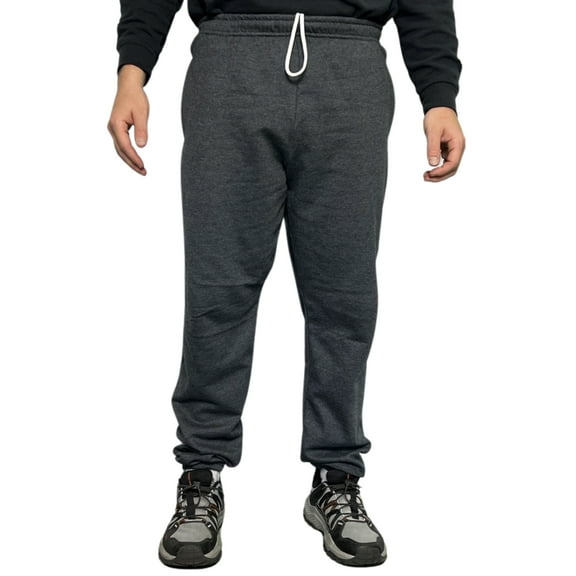 Fruit of The Loom Men's Fleece Jogger Sweatpants 2 Pockets Relaxed Fit M-4XL - Charcoal Irregular