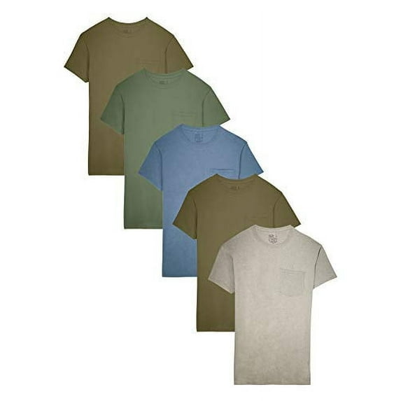 Fruit of The Loom Men's Pocket T-Shirt Multipack (Large (42-44), Assorted Earth Tones (5 Pack))
