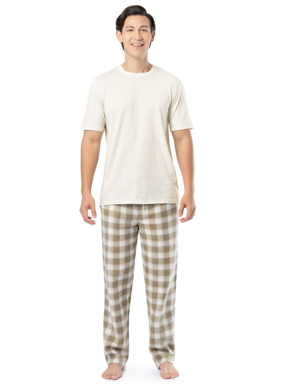 Men's Crewneck Tee and Fleece Pajama Pants Set, 2-Piece, Sizes S-5XL