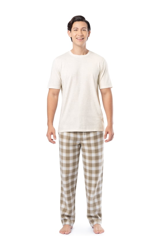 Men's Crewneck Tee and Fleece Pajama Pants Set, 2-Piece, Sizes S-5XL
