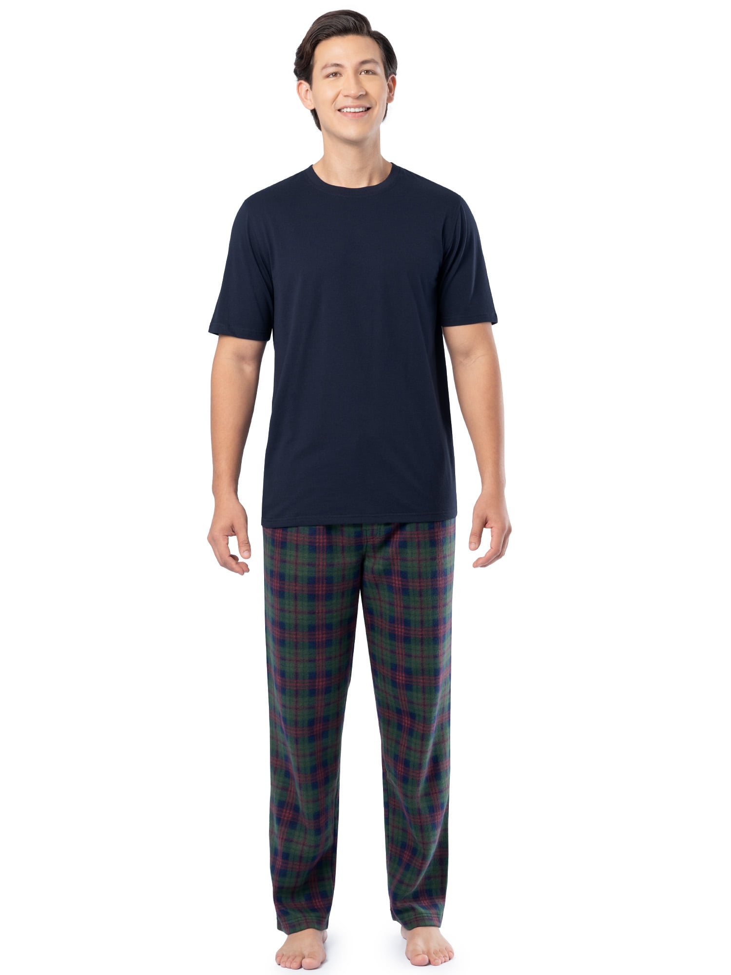 Fruit of The Loom Men's Crewneck Tee and Fleece Pajama Pants Set, 2-Piece, Sizes S-5XL