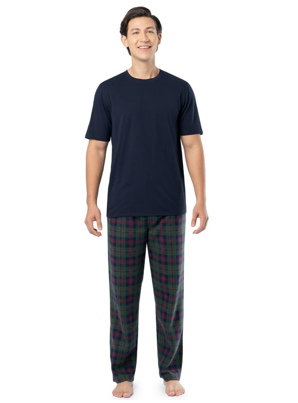 Men's Crewneck Tee and Fleece Pajama Pants Set, 2-Piece, Sizes S-5XL
