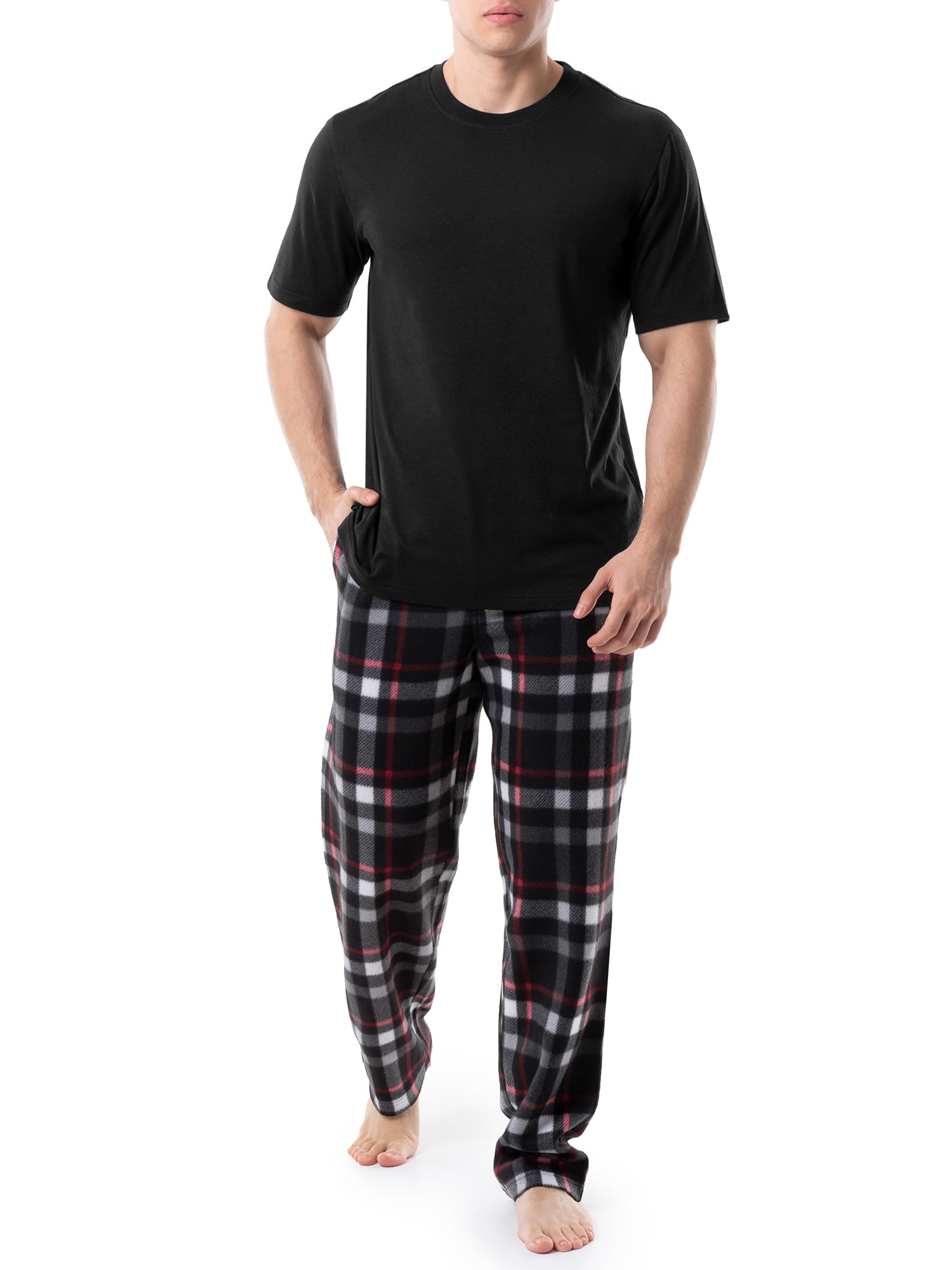 Fruit of The Loom Men's Crewneck Tee and Fleece Pajama Pants