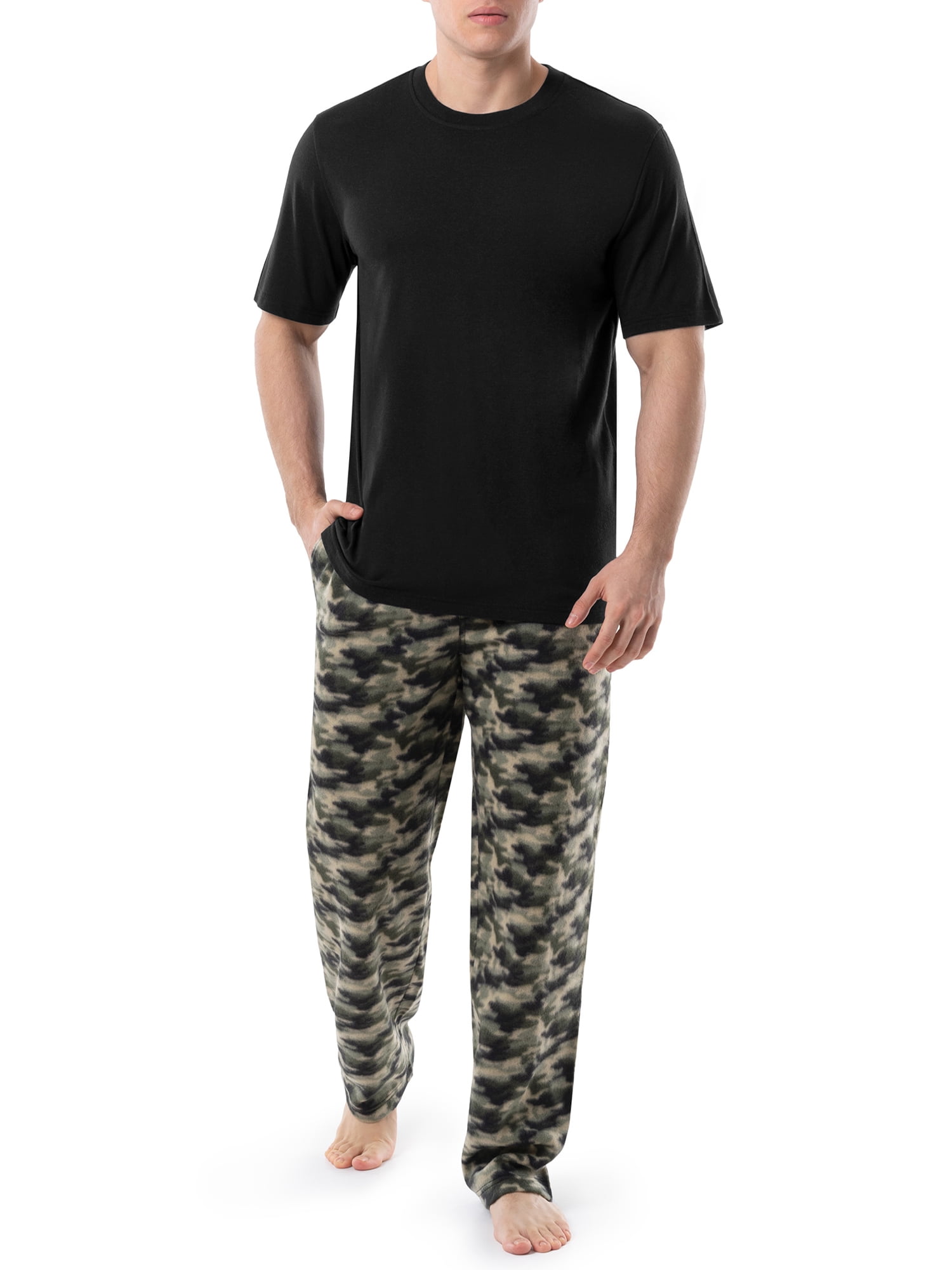 Fruit of The Loom Men's Crewneck Tee and Fleece Pajama Pants