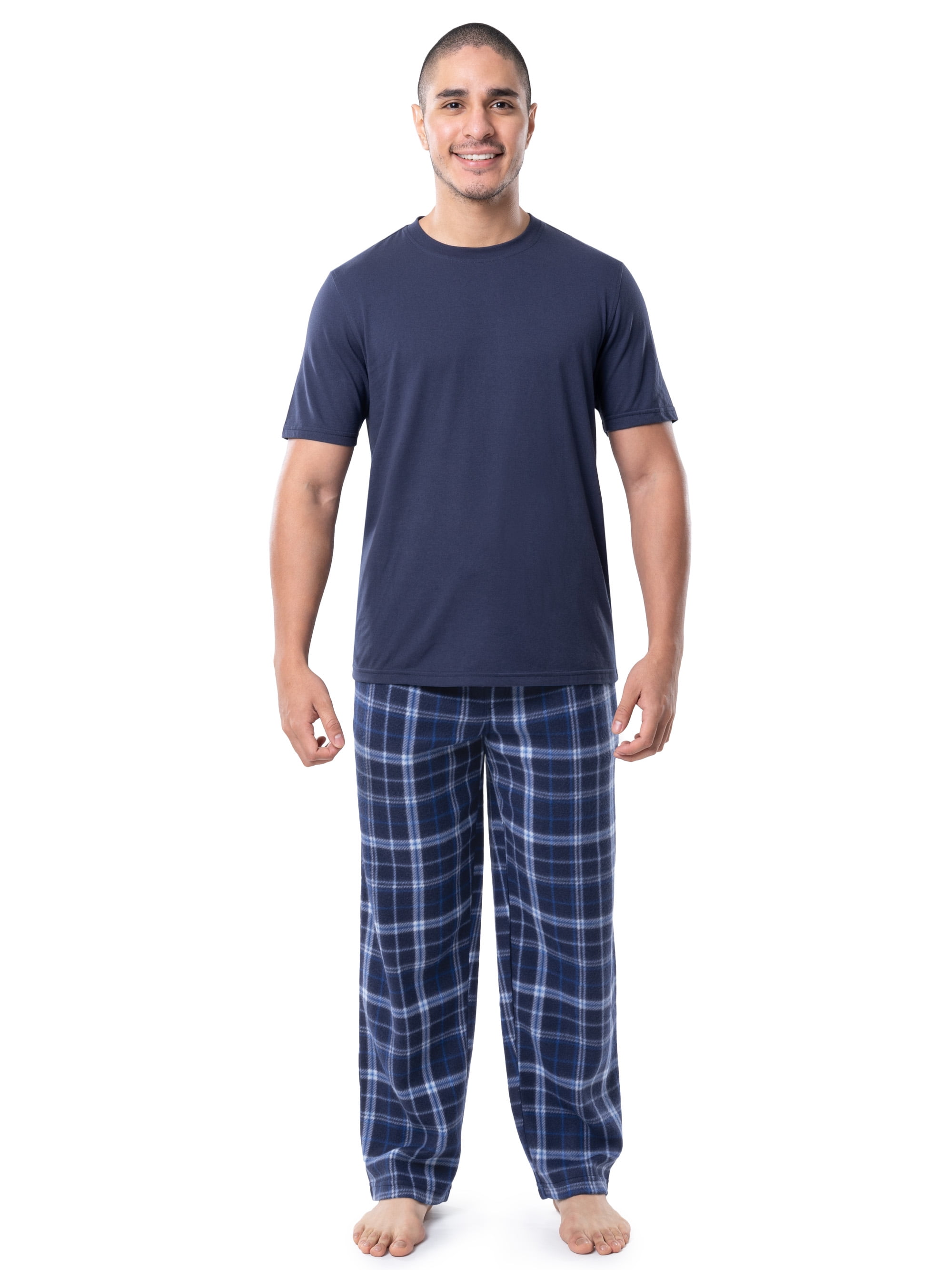 Fruit of The Loom Men's Crewneck Tee and Fleece Pajama Pants