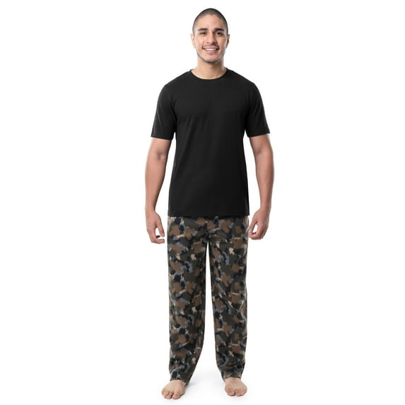 Fruit of The Loom Men's Crewneck Tee and Fleece Pajama Pants Set, 2-Piece, Sizes S-5XL