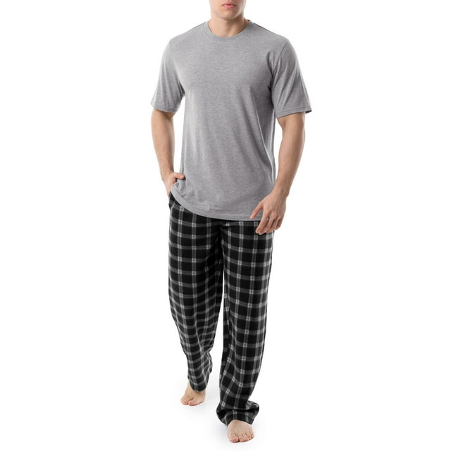 Fruit of The Loom Men's Crewneck Tee and Fleece Pajama Pants Set, 2-Piece, Sizes S-XL