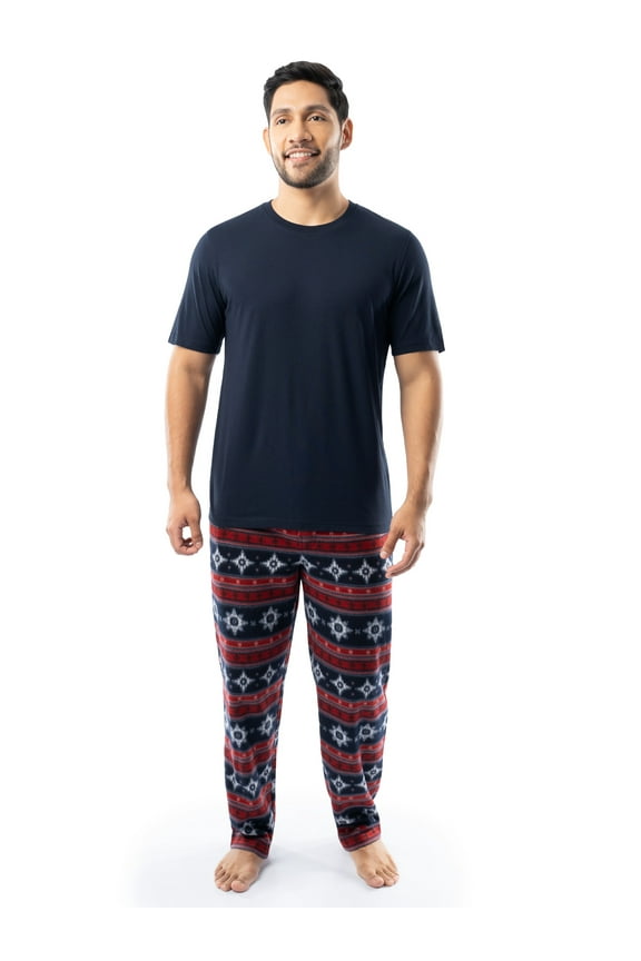 Men's Crewneck Tee and Fleece Pajama Pants Set, 2-Piece, Sizes S-5XL