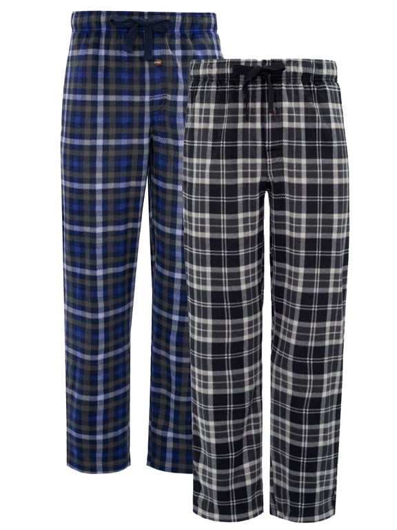 Men's and Big Men's Fleece Pajama Sleep Pant 2-Pack, Sizes S-6XL