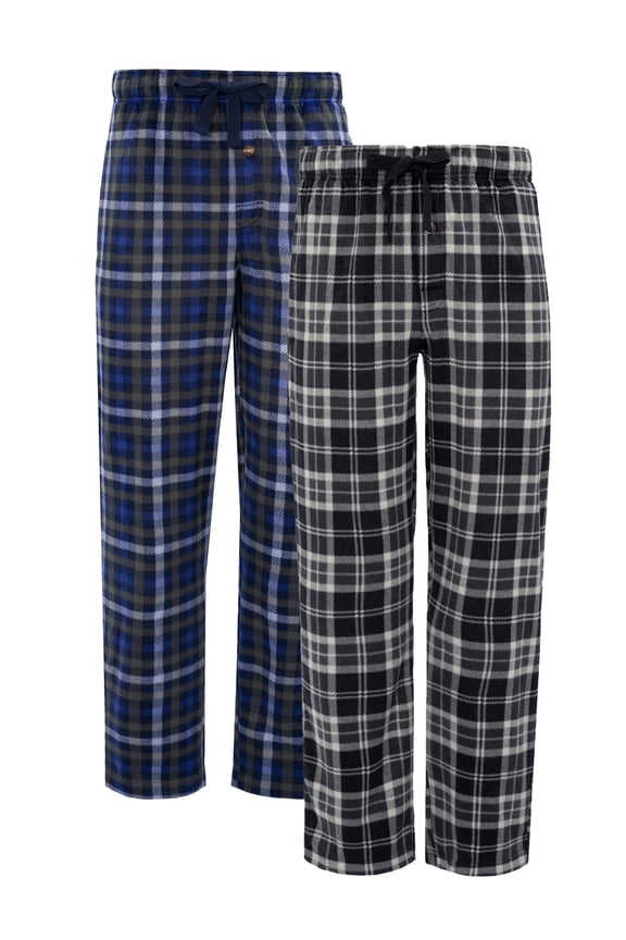 Men's and Big Men's Fleece Pajama Sleep Pant 2-Pack, Sizes S-6XL