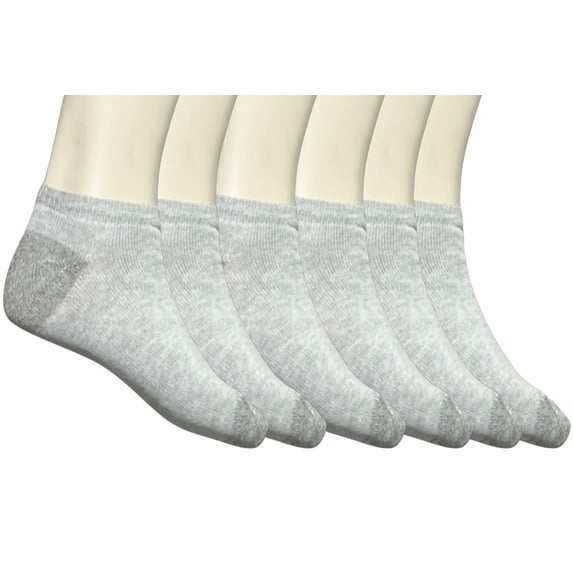 Fruit of The Loom Value Pack Gray Low Cut Socks - 6 Pairs, Size 6-12