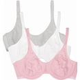 thumbnail image 1 of Fruit of The Loom Women's 3-Pack Unlined Underwire Cotton Bra Color-Multicolor, 36B, 1 of 6