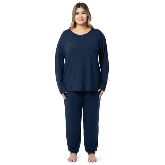 Fruit of The Loom Women's Boyfriend Top & Jogger Pajama Sleep Set, Sizes S-4X