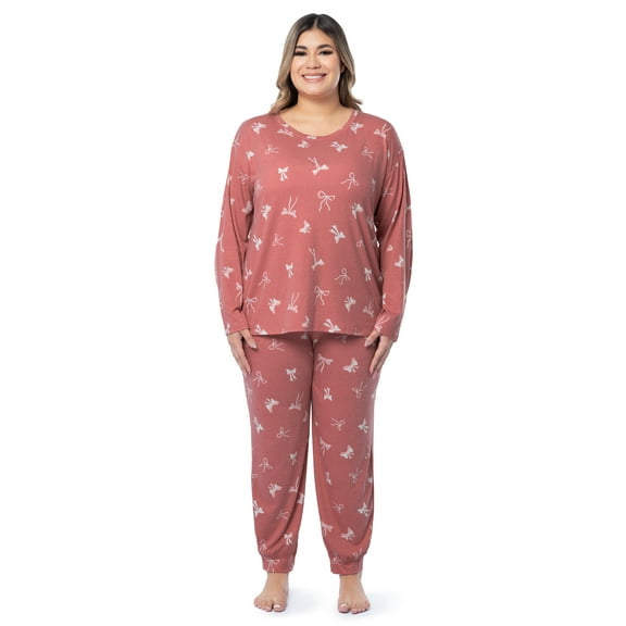 Fruit of The Loom Women's Boyfriend Top & Jogger Pajama Sleep Set, Sizes S-4X