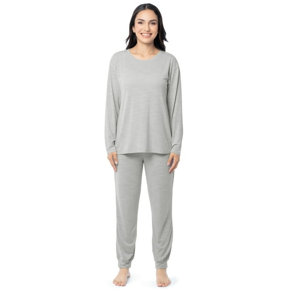 Fruit of The Loom Women's Boyfriend Top & Jogger Pajama Sleep Set, Sizes S-4X