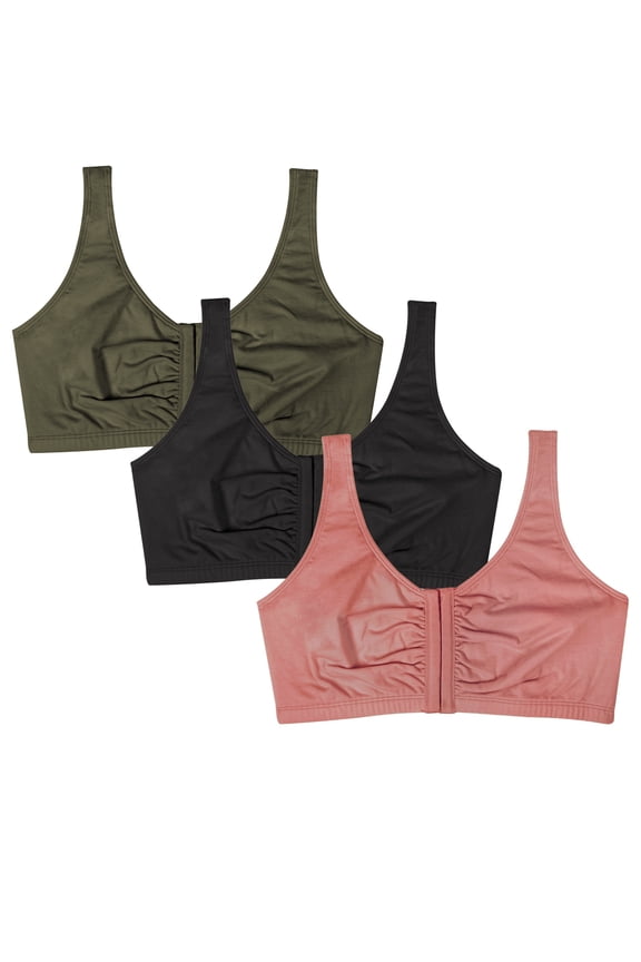 Women's 3-Pack Beyond Soft Front Closure Cotton Bra