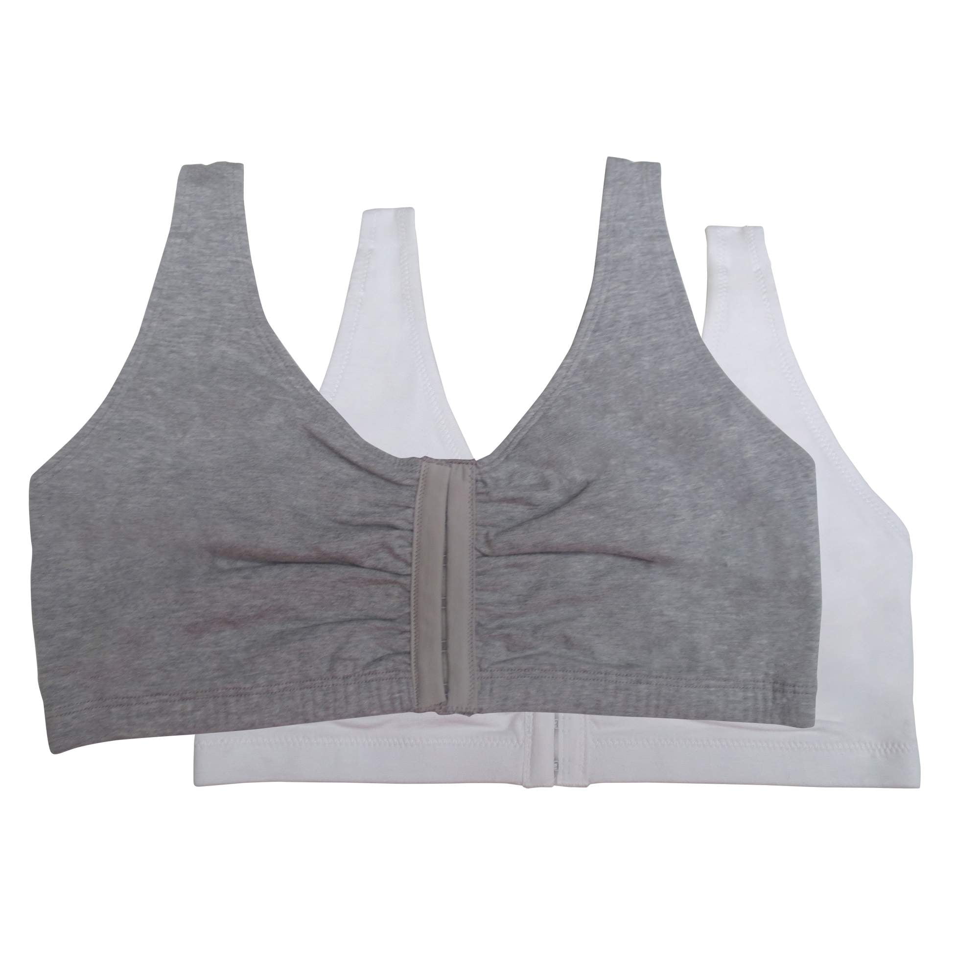 Fruit of The Loom Women's Comfort Front Close Cotton Sports Bra, 2 Pack