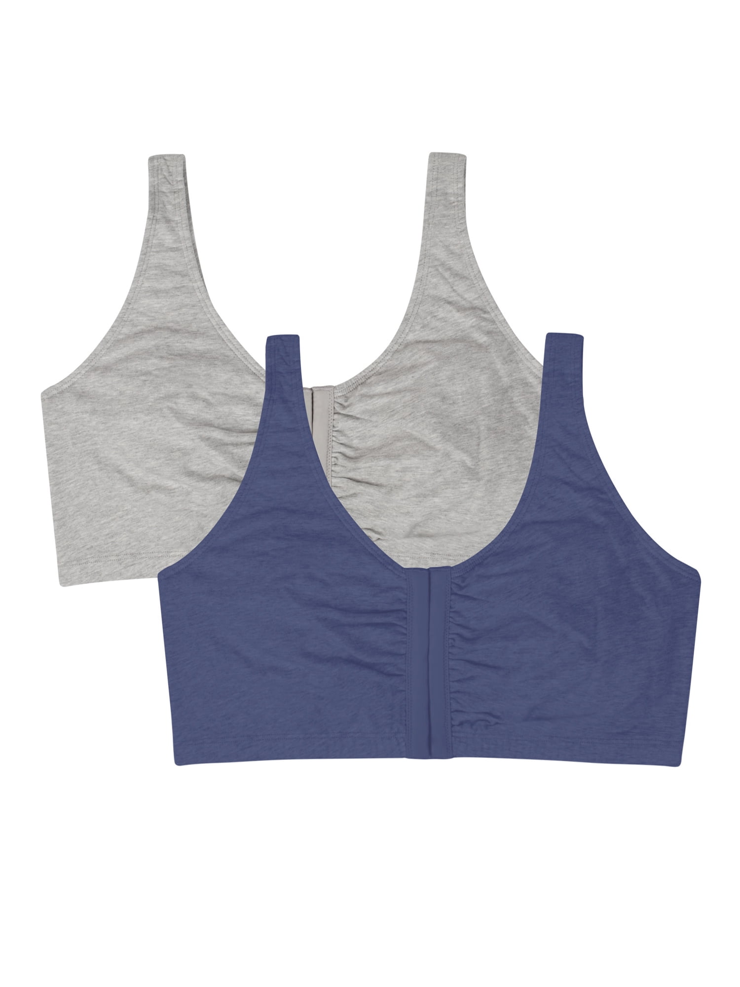 Fruit of The Loom Women's Comfort Front Close Cotton Sports Bra, 2 Pack