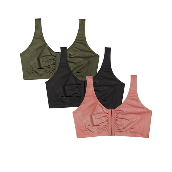 Fruit of the Loom Women's 3-Pack Beyond Soft Front Closure Cotton Bra