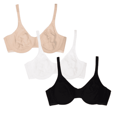 Fruit of The Loom Women's Cotton Stretch Extreme Comfort Bra, Style 9292PR, 3-Pack, Size 34C-42DD