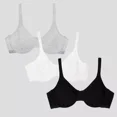 thumbnail image 1 of Fruit of the Loom Women's Cotton Stretch Extreme Comfort Bra 34D Blk/ White 86ck/ Grey Heather, 1 of 7