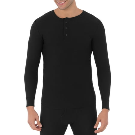 Fruit of the Loom Men's Thermal Waffle Underwear Henley Top, Sizes S-5XL