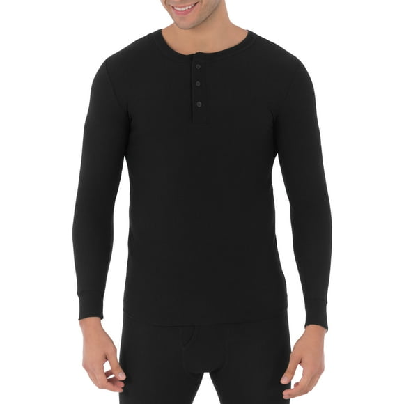 Fruit of The loom Men's Waffle Baselayer Henley Thermal Top