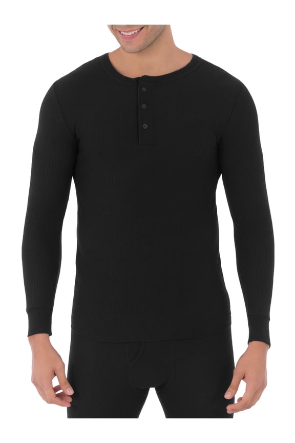 Men's Thermal Waffle Underwear Henley Top, Sizes S-5XL