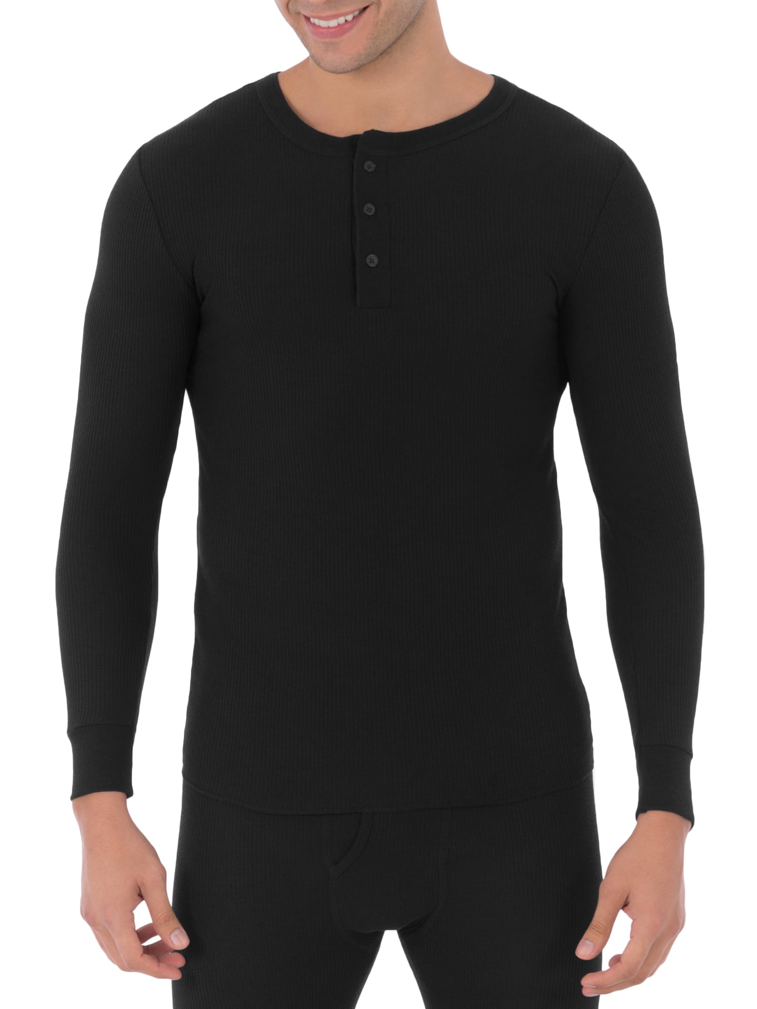 Fruit of the Loom Men's Thermal Waffle Underwear Henley Top, Sizes S-5XL