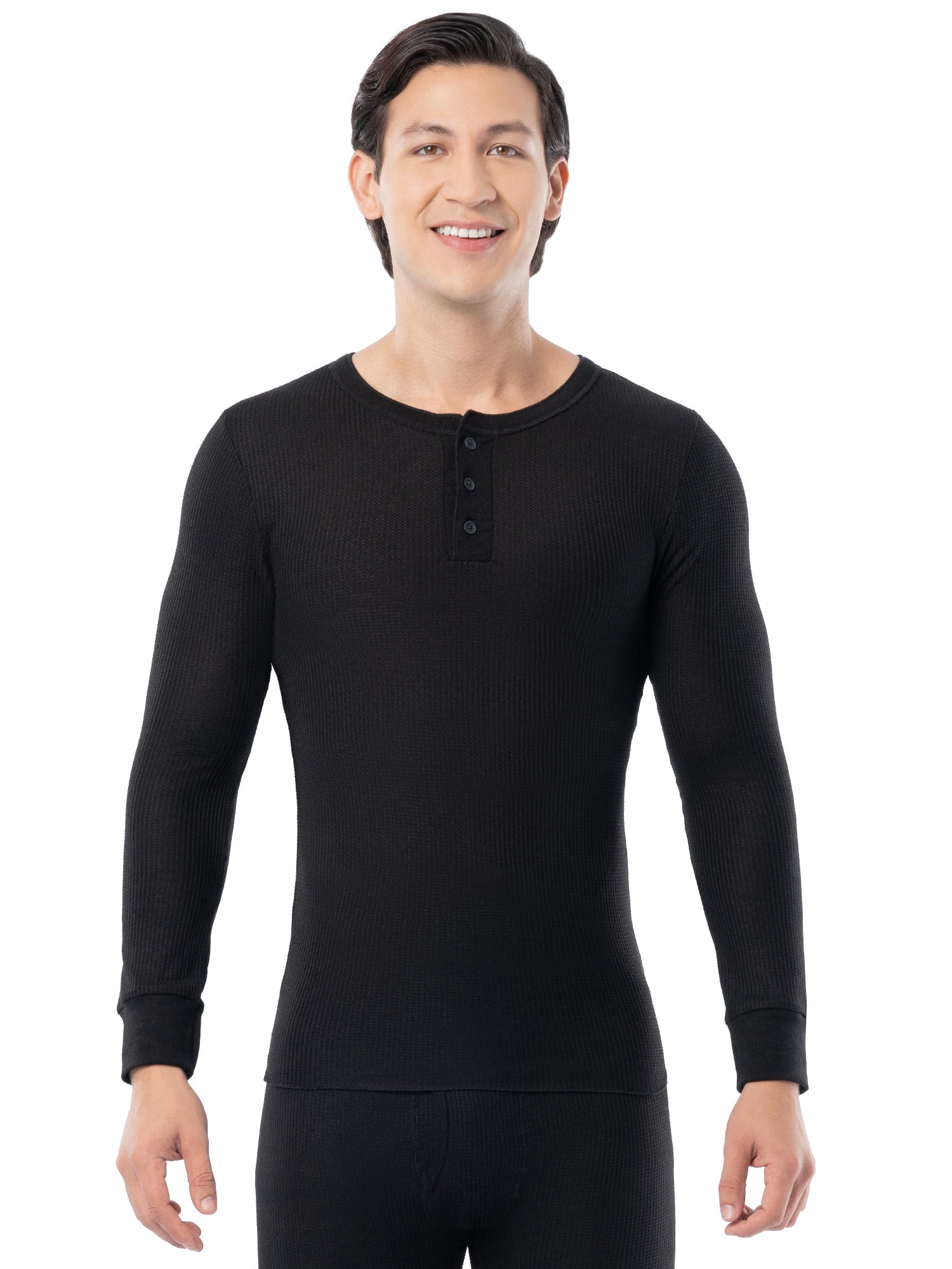 Fruit of the Loom Men's Thermal Waffle Underwear Henley Top, Sizes S-5XL