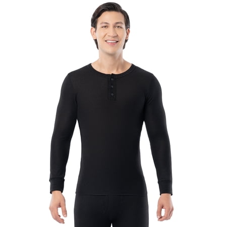 Fruit of the Loom Men's Thermal Waffle Underwear Henley Top, Sizes S-5XL