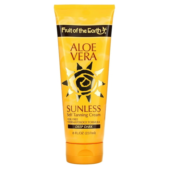 Fruit of the Earth Aloe Vera Sunless Self Tanning Cream, Deep Dark, 8 fl oz (237 ml)