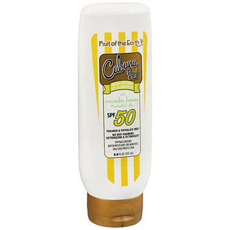Fruit of the Earth Cabana Beach Club SPF 50 Sunscreen with Manuka Honey & Essential Oils - 8 oz