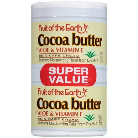 (2 pack) (2 pack) Fruit of the Earth Cocoa Butter with Aloe & Vitamin E Skin Care Cream Super Value, 4 oz, 2 count