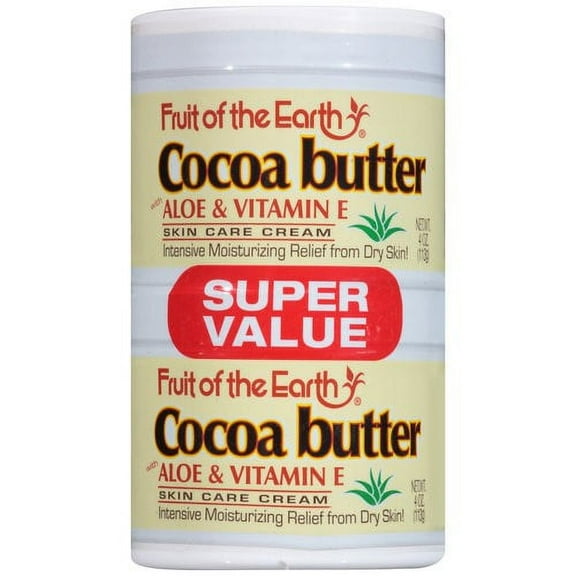 Fruit of the Earth Cocoa Butter with Aloe & Vitamin E Skin Care Cream Super Value, 4 oz, 2 Count