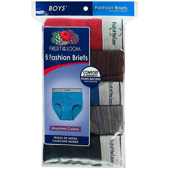 Fruit of the Loom 10-Pack Boys Assorted 100% Cotton Briefs Kids Underwear, Small