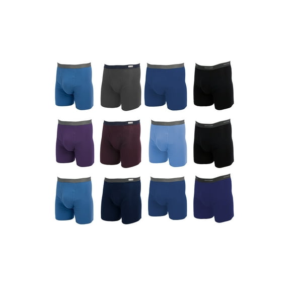 Fruit of the Loom, 12 Pack Random, Mens Underwear, Underwear for Men, Cotton Underwear, Boxer Briefs with Fly, Tag Free