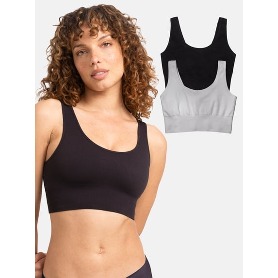 Fruit of the Loom Women's Seamless Comfy Longline Back Smoothing Bra, 2-Pack, Style FT989, Sizes S to 4X