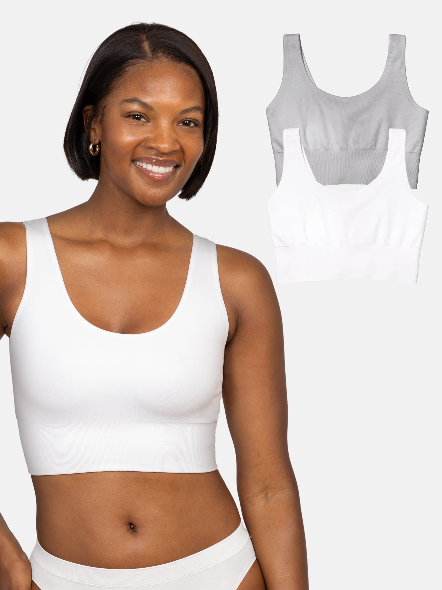 Fruit of the Loom Women's Seamless Comfy Longline Back Smoothing Bra, 2-Pack, Style FT989, Sizes S to 4X