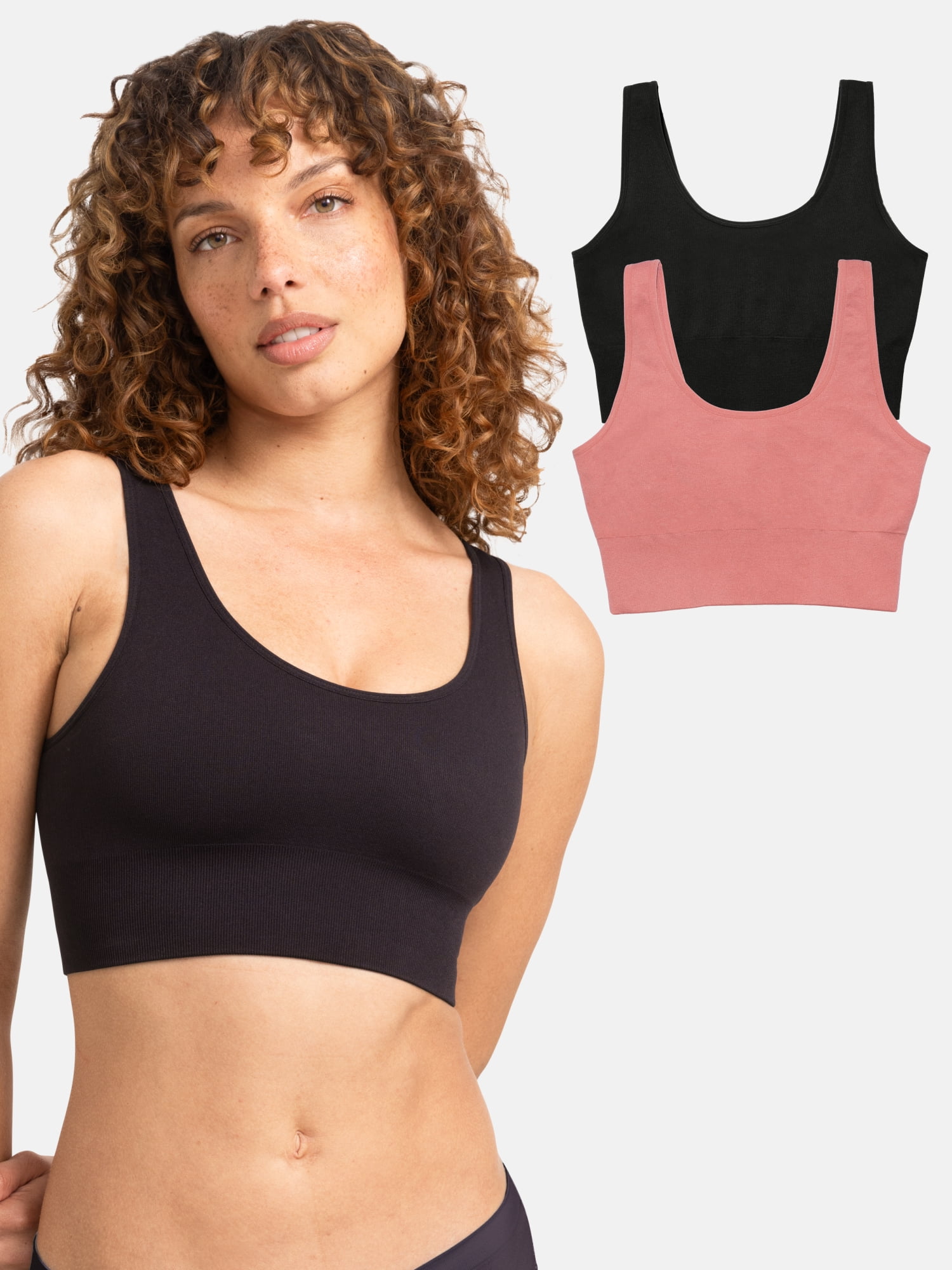 Fruit of the Loom Women's Seamless Comfy Longline Back Smoothing Bra, 2-Pack, Style FT989, Sizes S to 4X