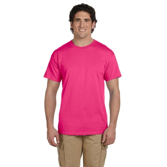Fruit of the Loom 3931 HD Cotton 100% Cotton T-Shirt, Cyber Pink, L, Pack Of 6, Fruit of the Loom Mens T-Shirts