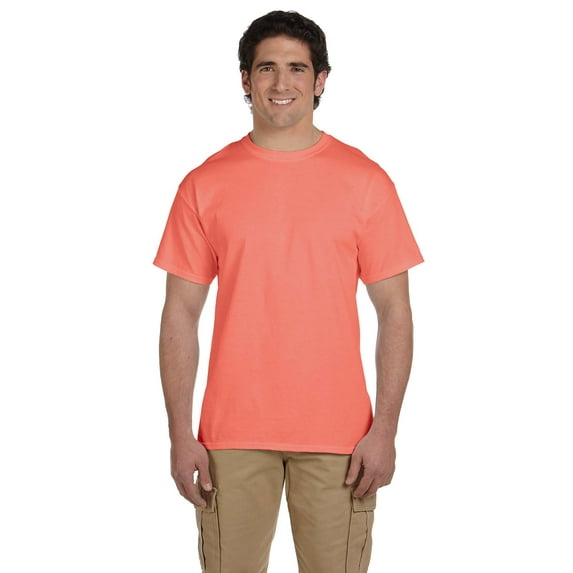 Fruit of the Loom 3931 HD Cotton 100% Cotton T-Shirt, RETRO HTH CORAL, M, Pack Of 3, Fruit of the Loom Mens T-Shirts