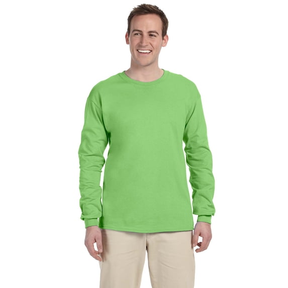 Fruit of the Loom 4930 HD Cotton 100% Cotton Long Sleeve T-Shirt, Kiwi, XL, Pack Of 2, Fruit of the Loom Mens T-Shirts