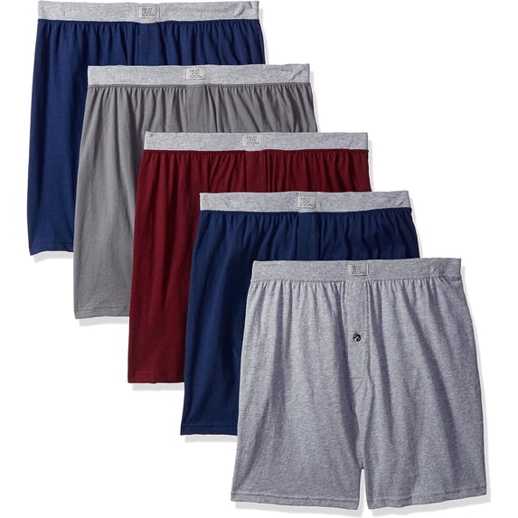 Fruit of the Loom 5-Pack Assorted Knit Boxers, Multi Color, Large