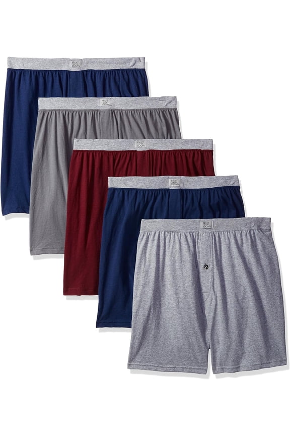 5-Pack Assorted Knit Boxers, Multi Color, Large