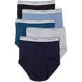 thumbnail image 1 of Fruit of the Loom 5 Pk Men's Briefs Stripe/Solid Whit Fashion Plush-Backed Waistband Assorted Colors Will Send at Random, 3X Plus, 1 of 4