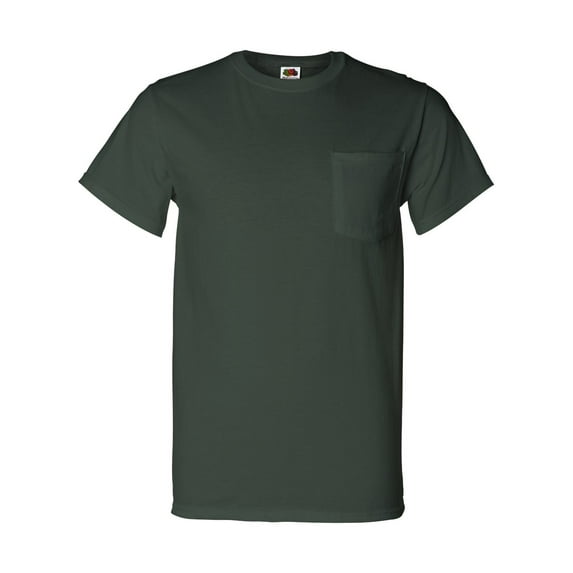 Fruit of the Loom 5 oz. 100% Heavy Cotton HD Pocket T-Shirt (3931P) Forest Green, XL